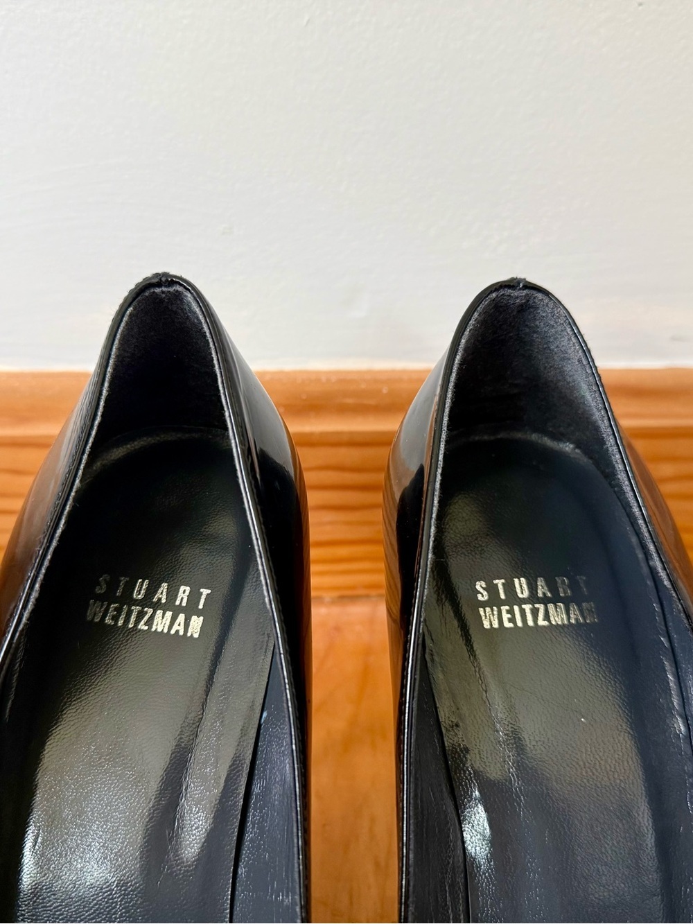 Stuart Weitzman Patent Leather Peep Toe Pumps | Size 9 - Picture 3 of 8